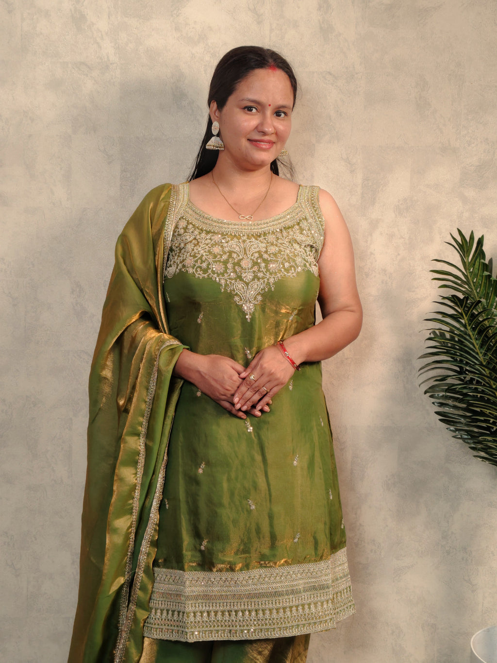 Mehendi Green Zari Embroidered Silk Sharara Set with Dupatta