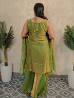 Mehendi Green Zari Embroidered Silk Sharara Set with Dupatta