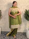 Mehendi Green Zari Embroidered Silk Sharara Set with Dupatta