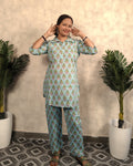Sky Blue Printed Cotton Co-ord Set