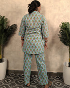 Sky Blue Printed Cotton Co-ord Set