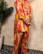 Orange Abstract Print Co-ord Set