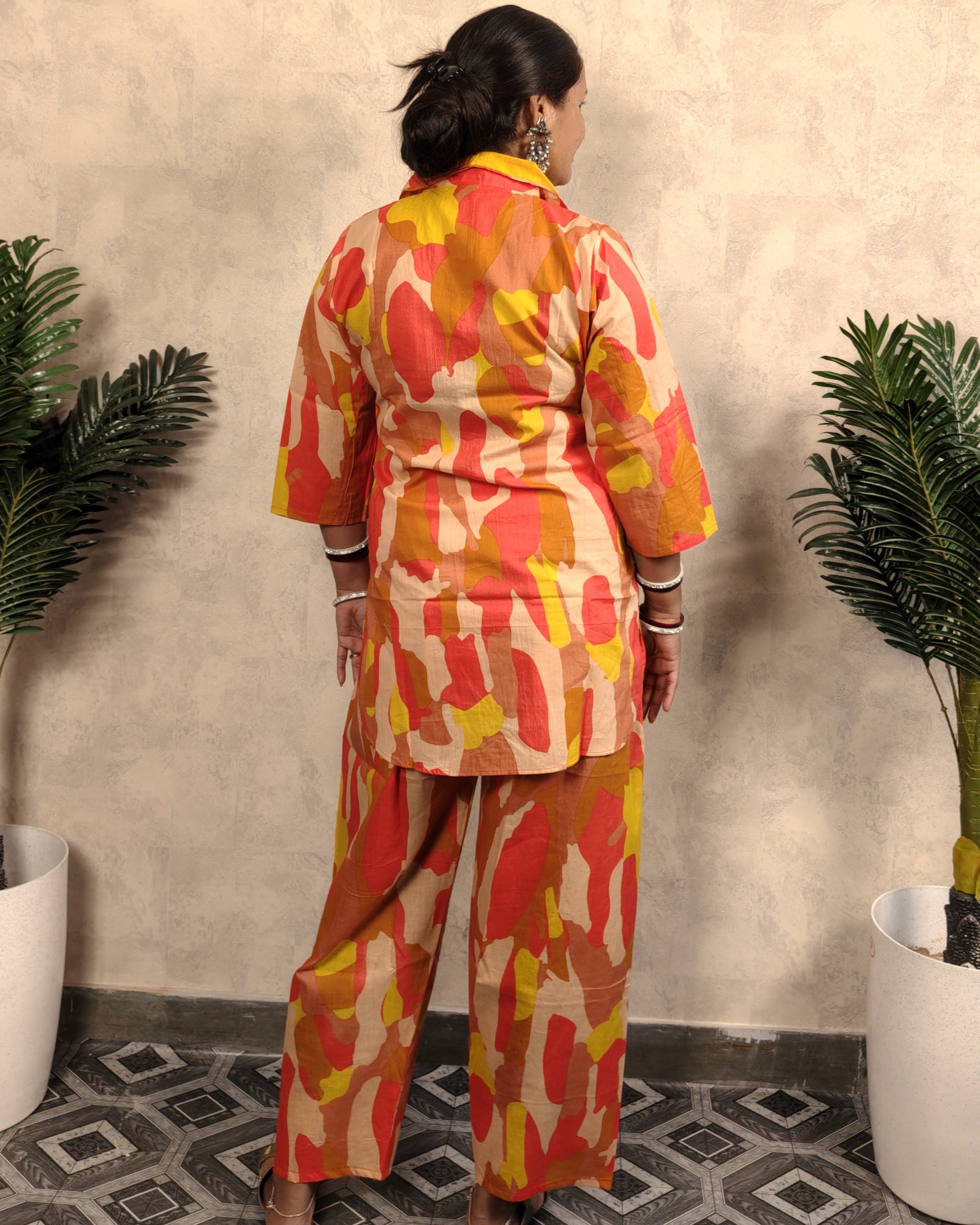 Orange Abstract Print Co-ord Set