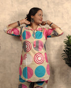 Cream & Pink Circle Print Co-ord Set