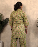 Green Floral Print Rayon Co-ord Set