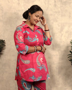 Pink & Blue Paisley Print Cotton Co-ord Set