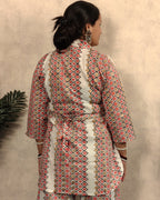 Cream & Pink Geometric Print Cotton Co-ord Set