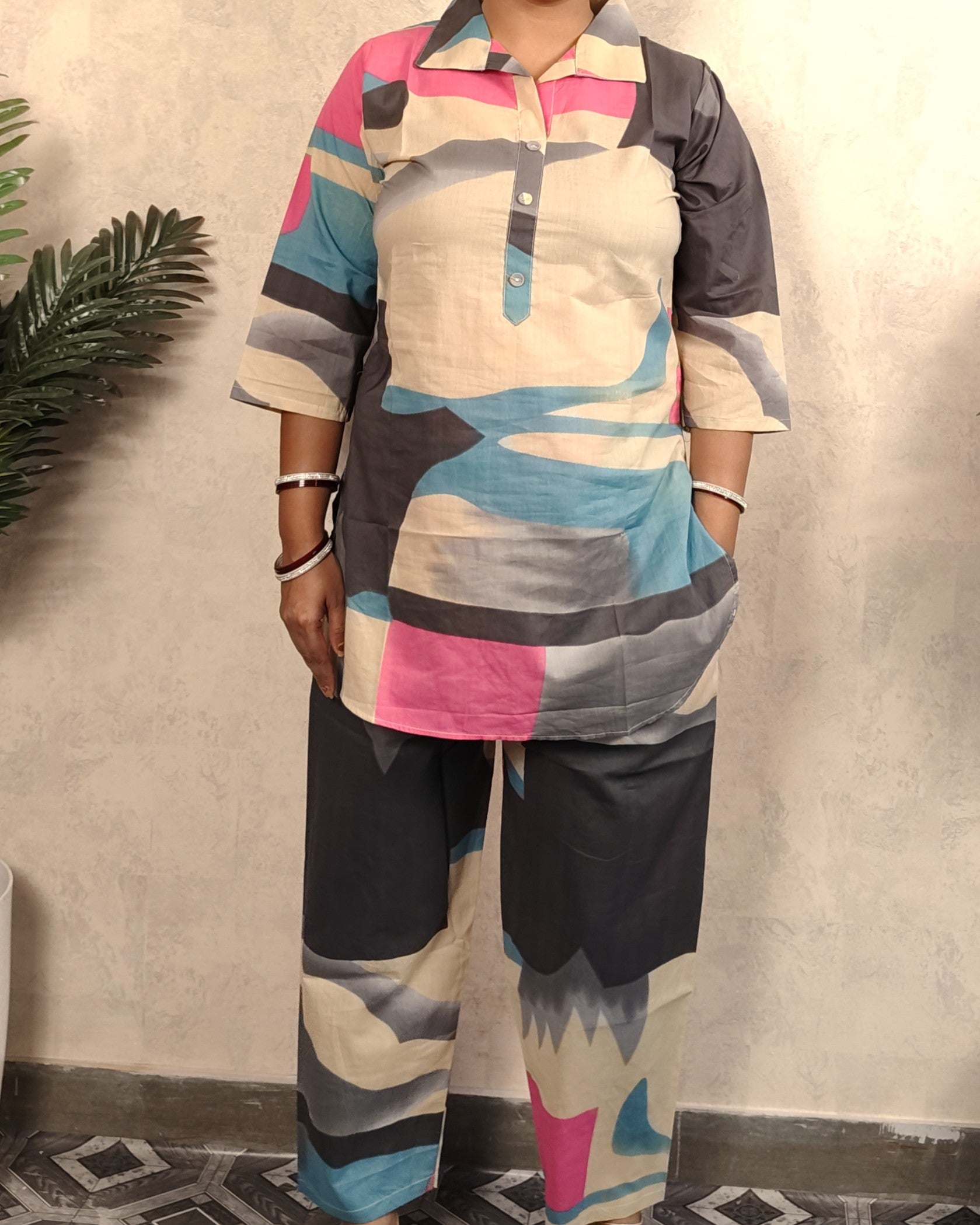 Abstract Art Print Cotton Co-ord Set