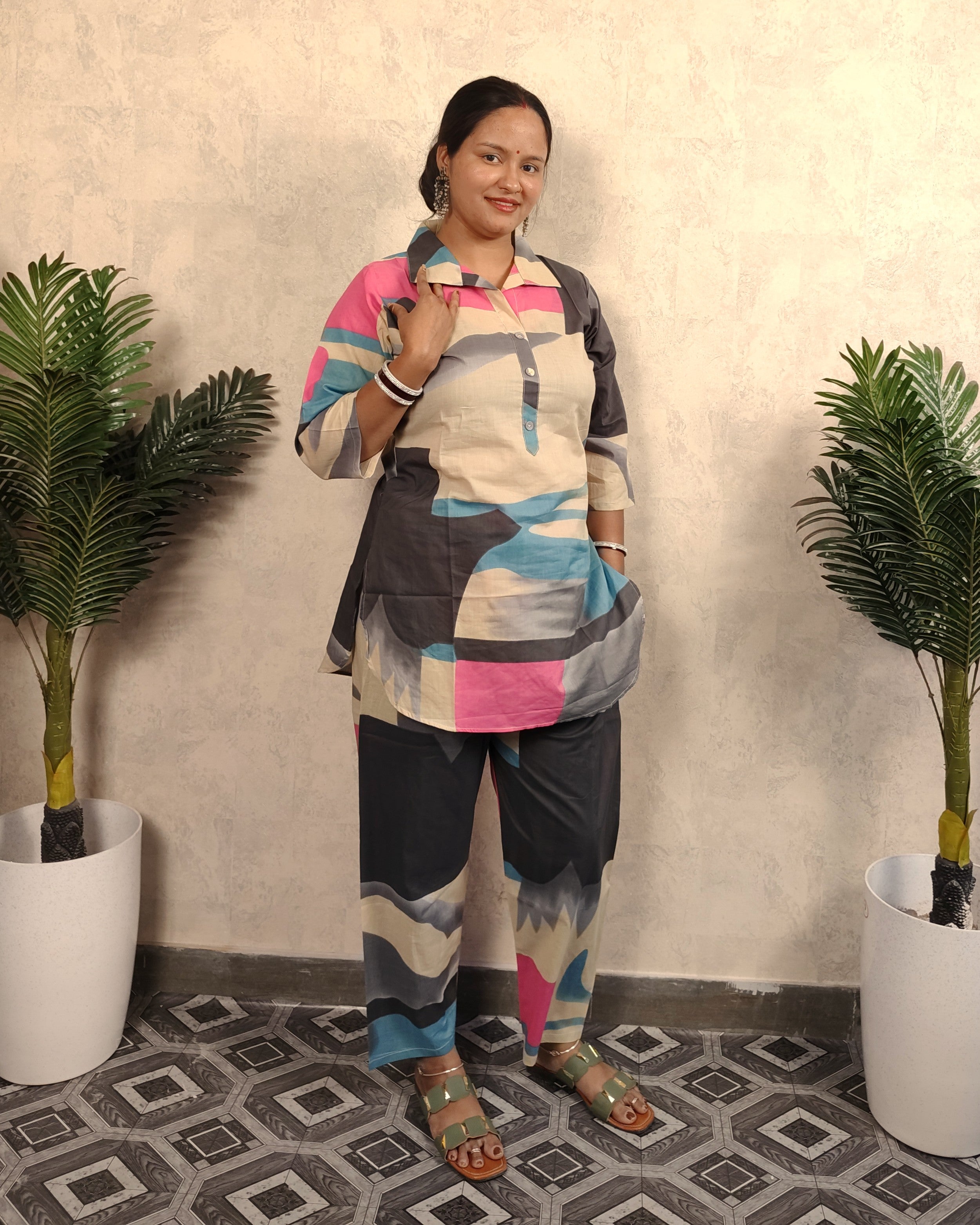 Abstract Art Print Cotton Co-ord Set