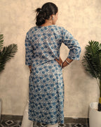 Indigo Blue Dabu Block Print Cotton Kurti