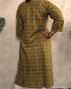 Mehendi Green Tribal Block Print Cotton Kurti