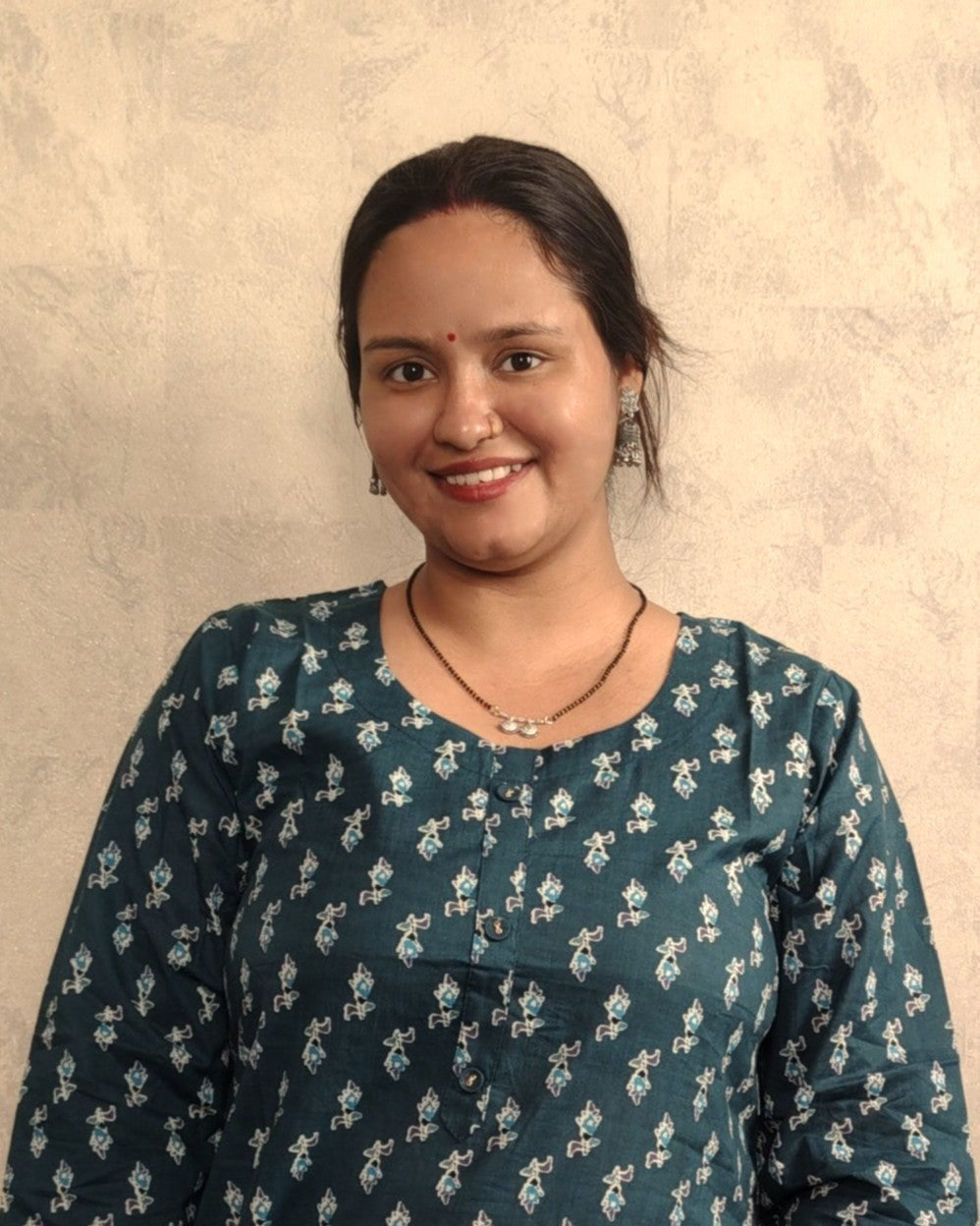 Teal Blue Booti Block Print Cotton Kurti